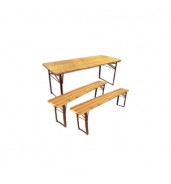 Table pliante en bois avec bancs